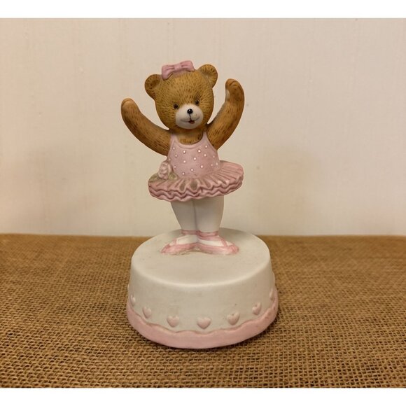 Adorable Ballerina Teddy Bear Figurine With Pink Tutu & Bow - Cute Decor Gift Fo - Picture 1 of 7